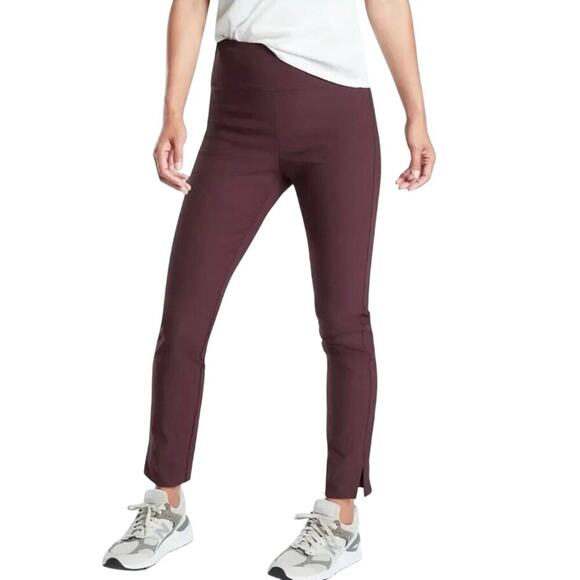 Athleta Wander Slim Ankle Pant Size 12 Antique Burgundy Stretch Work Travel - Picture 1 of 9